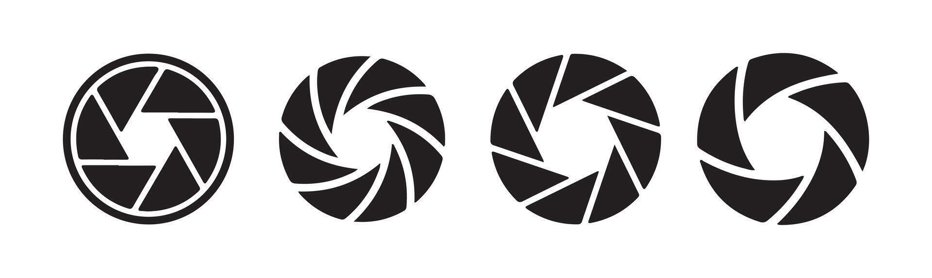 Black isolated symbol of camera lens shutter diaphragm aperture.illustration eps 10 vector
