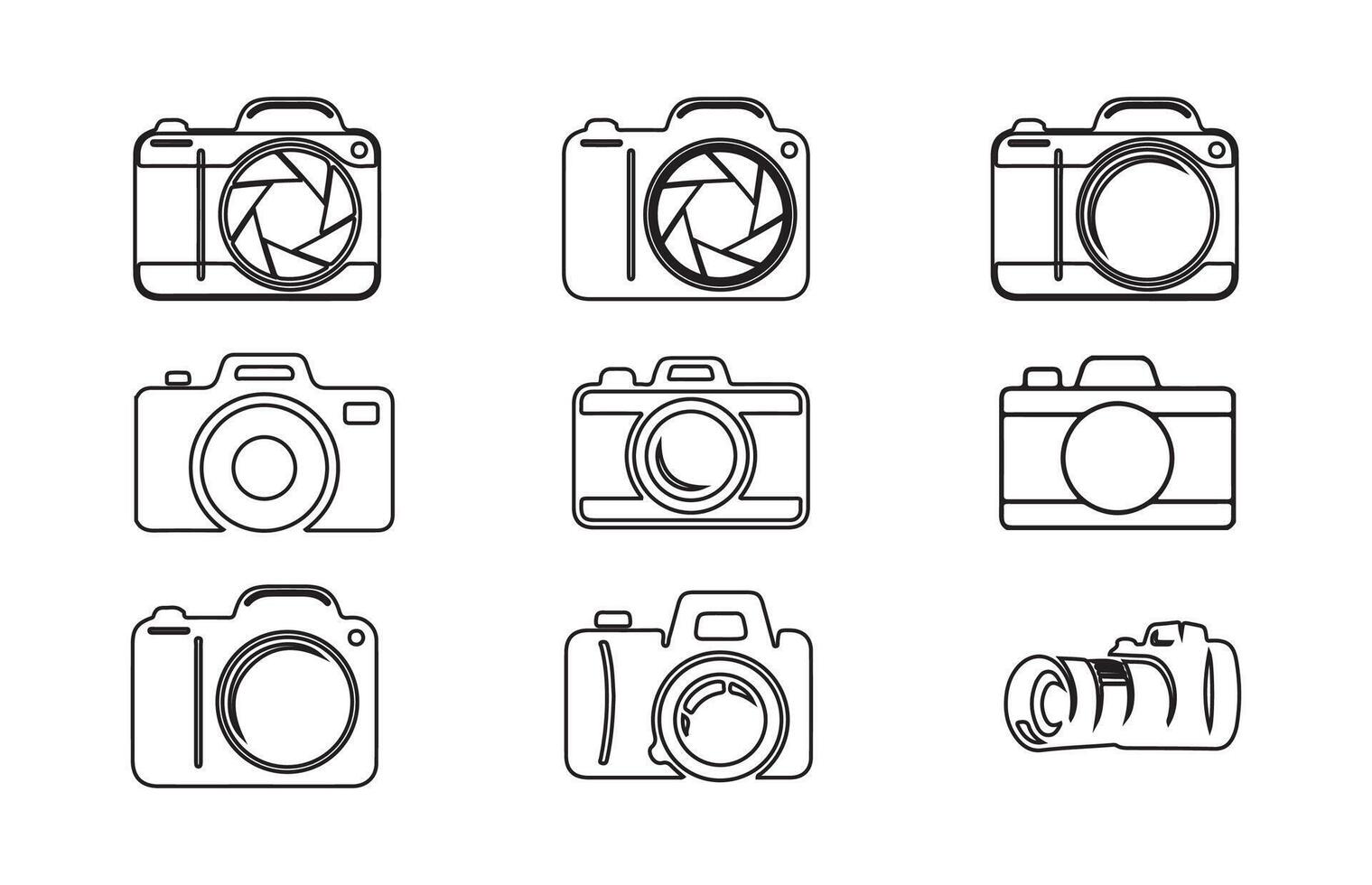 Camera Line Icon Set.Camera icon set. photo camera icon. camera photography icon. vector