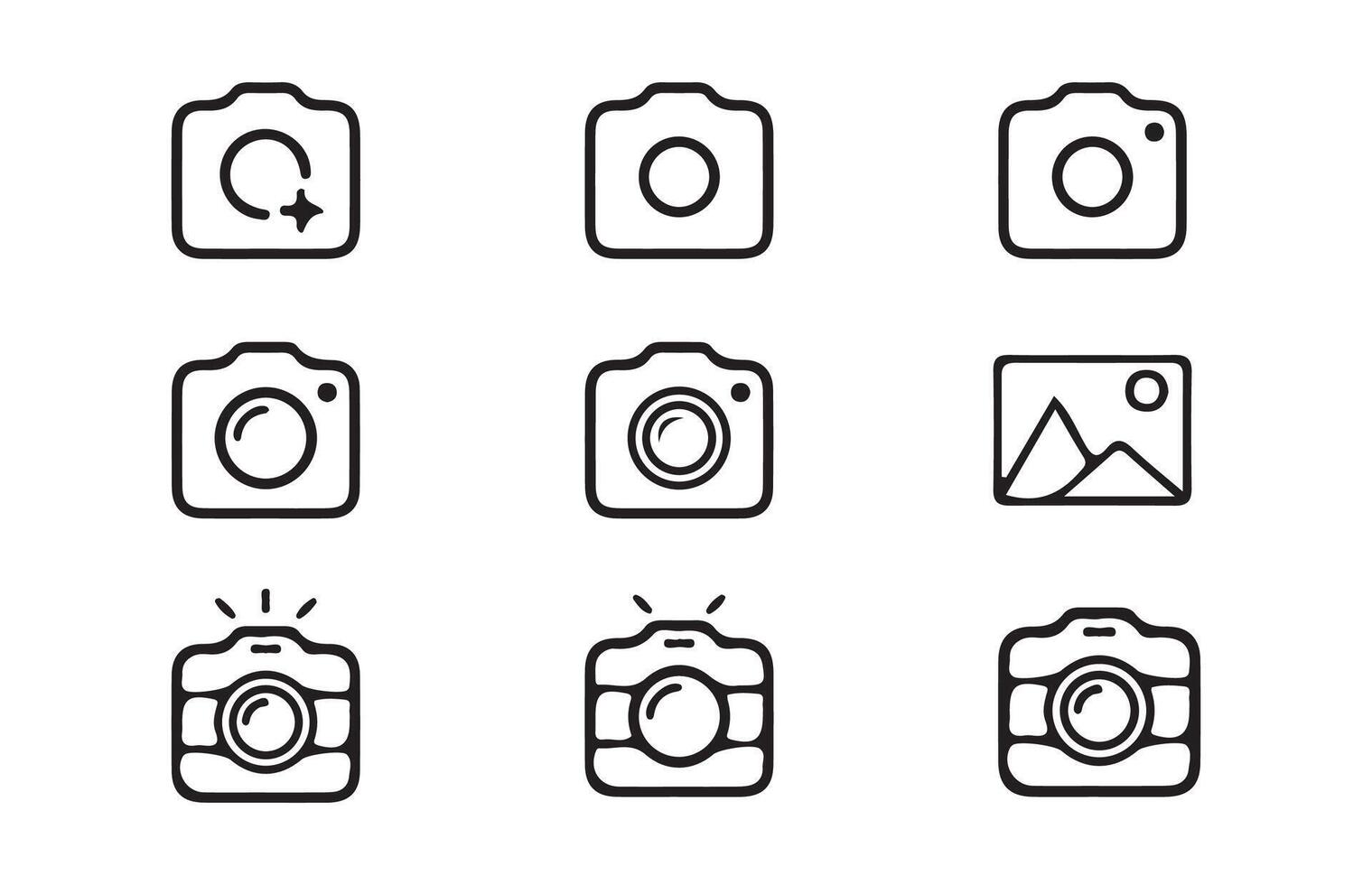 Photo and set icons thin line. Photography icon. Photo camera icon. Diaphragm icon. vector