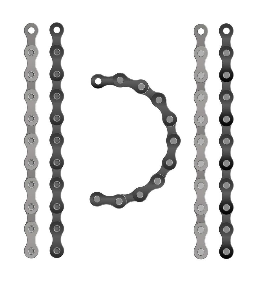 Bicycle chain design illustration Cartoon silhouette for bike chain on bicycle. Cycling line pattern. Motorcycle chain symbol. Chain machine sign. vector