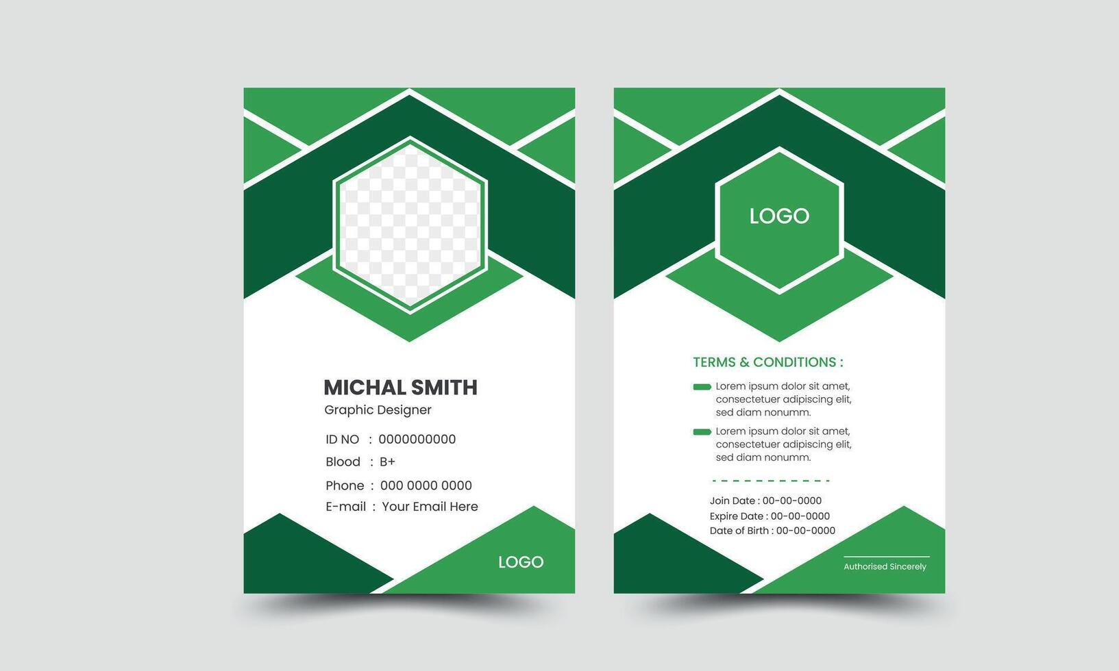 Modern ID card design template. Employee identity card design. Creative and clean corporate business card template, Luxury and elegant business card design template vector