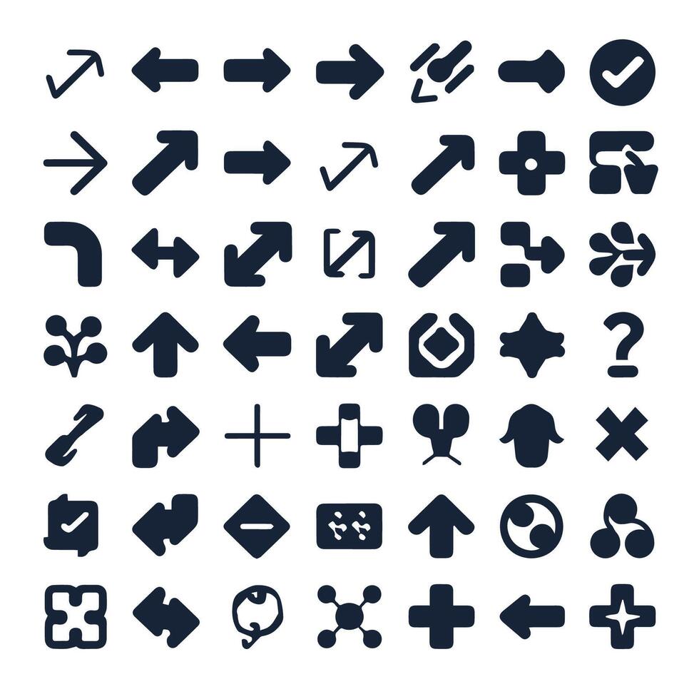 Arrow icon set isolated. Arrows set of 100 black icons. Black arrows icons. Modern simple arrows. vector