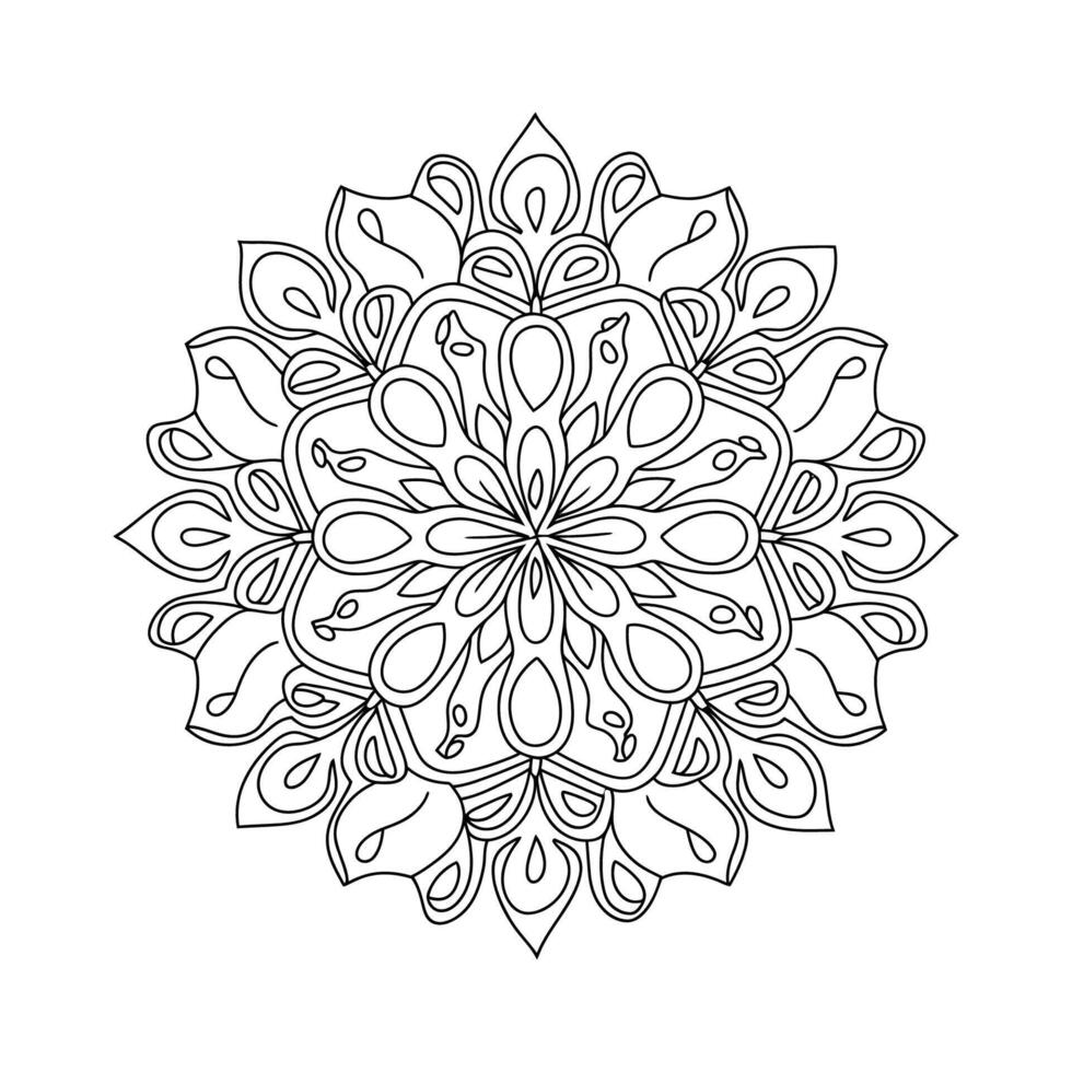 Mandala Coloring Page Line Art Pattern Background Black and White vector