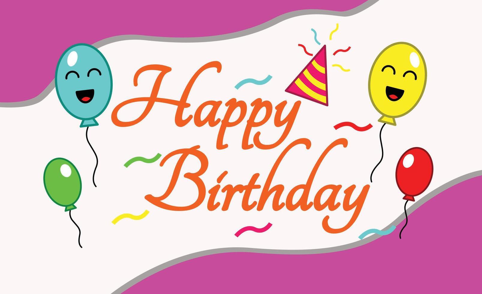 Happy birthday greeting background design. illustration birthday card funny smile balloons vector
