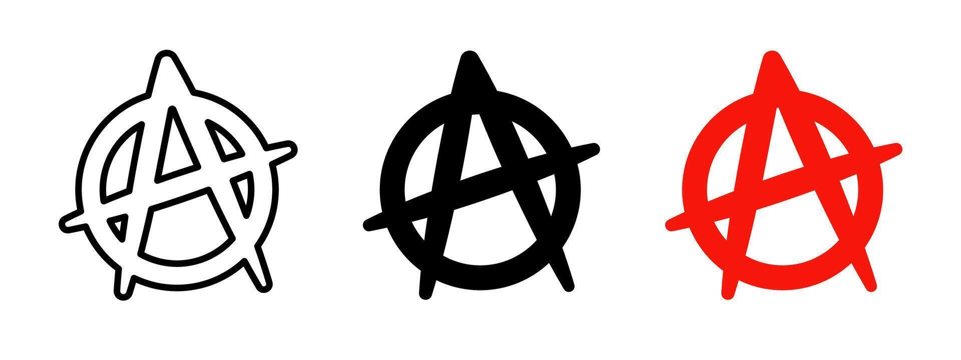 Anarchy icon. Chaos symbol. Anarchy graffiti grunge illustration. Freedom sign. Social revolution rebel pictogram. Anti social punk art concept. Red circle with A letter urban art isolated. vector