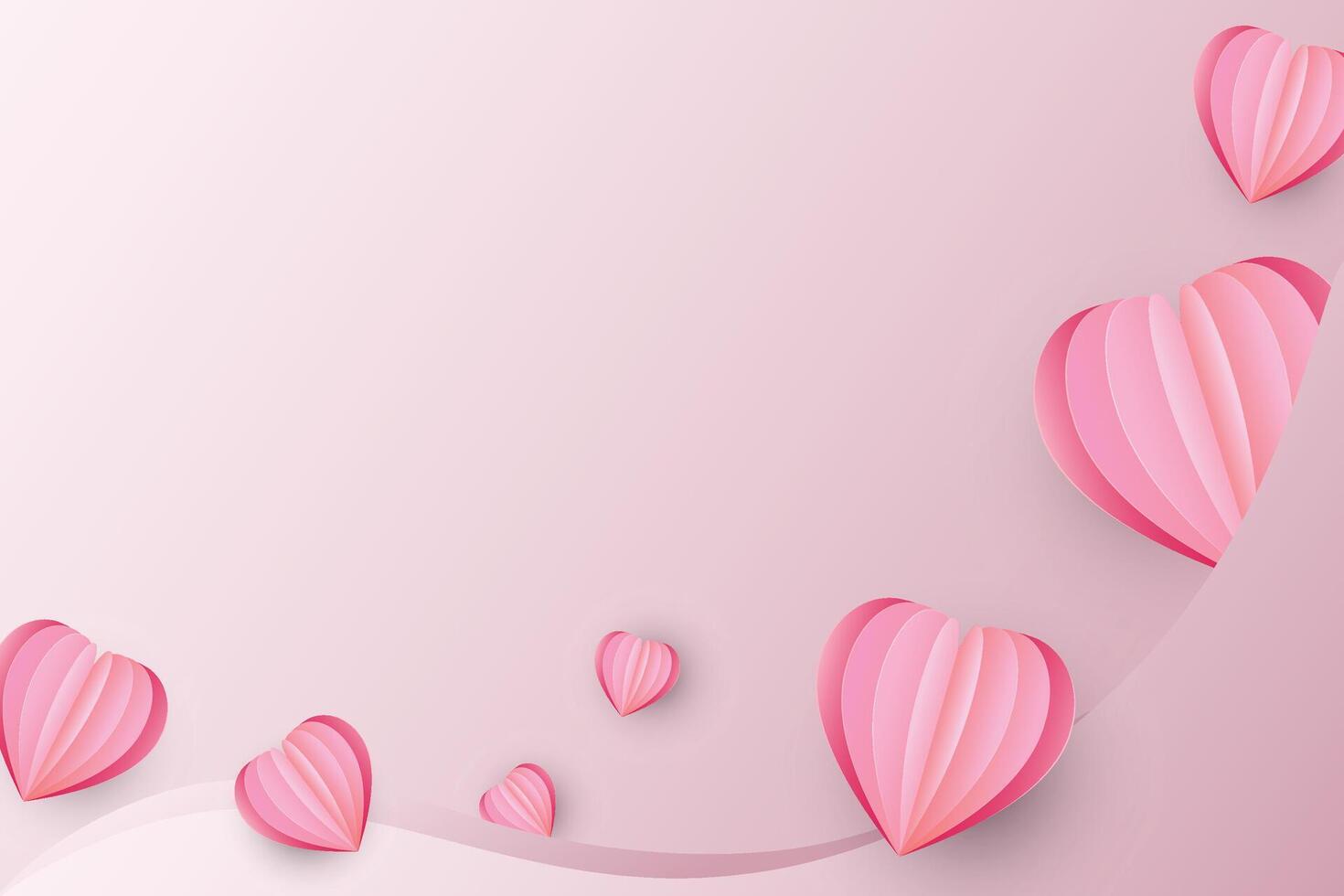Minimal card Happy Valentine's Day. Papercut heart elements decorate greeting cards in sweet colors. illustration empty paper frame vector