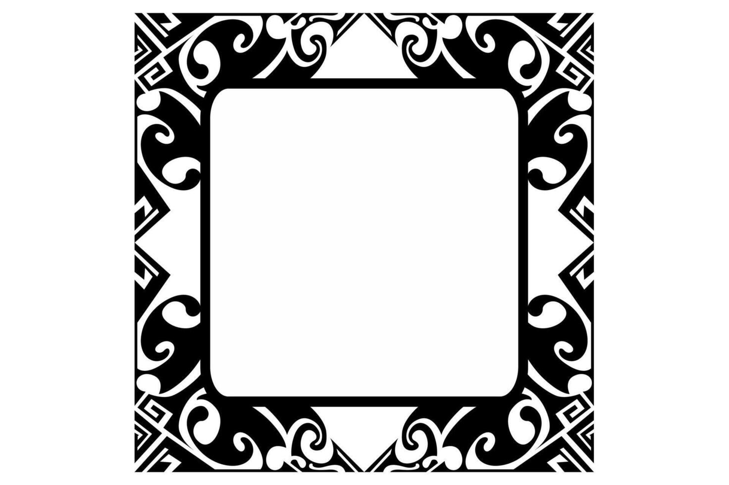 Square Wave Border Design in black color vector