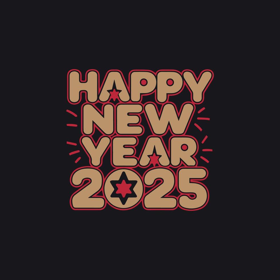Celebrating the arrival of 2025 brush calligraphic lettering wishing a happy new year. vector