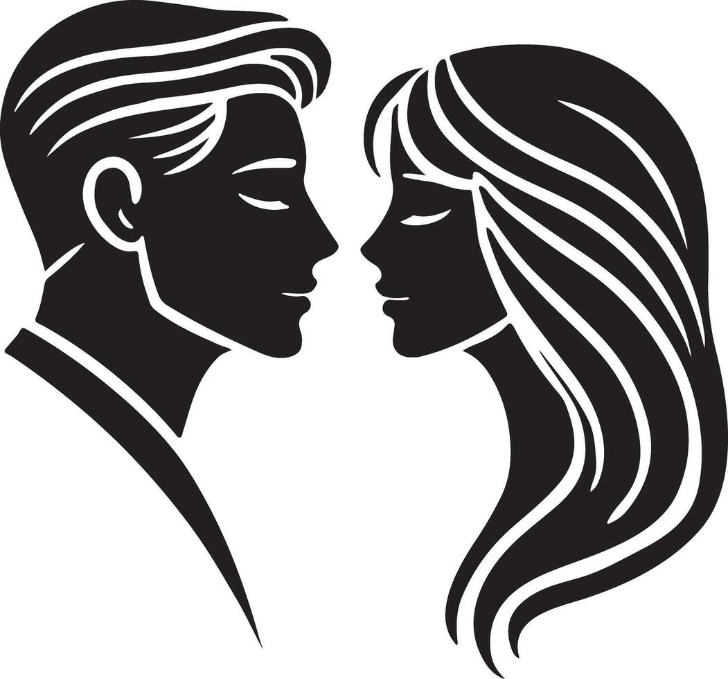 Elegant Silhouette Logo of Romantic Couple. Timeless Symbol of Love, Connection, and Togetherness. vector