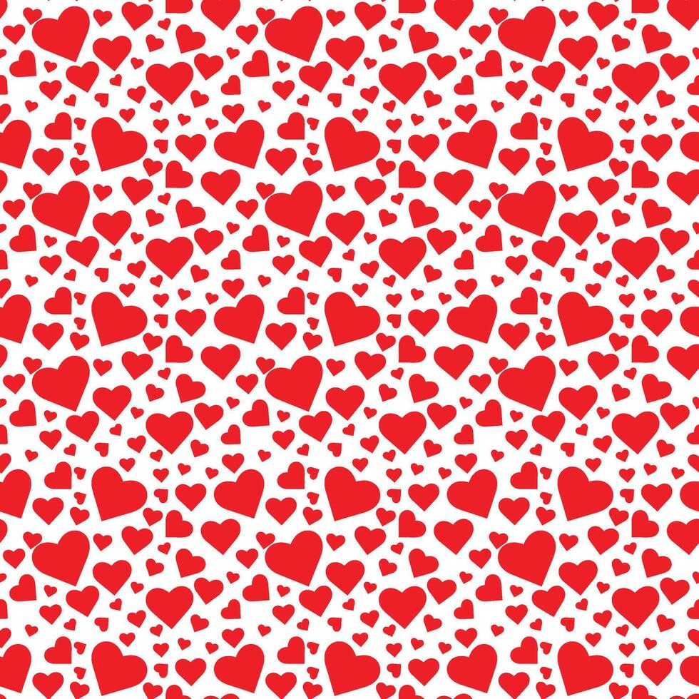 Cute red hearts pattern seamless vector
