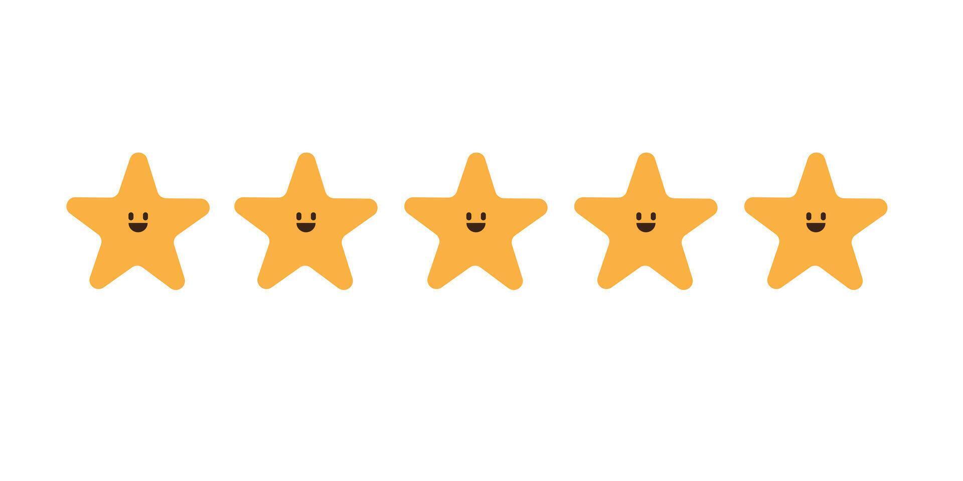 Five stars with happy face illustration vector