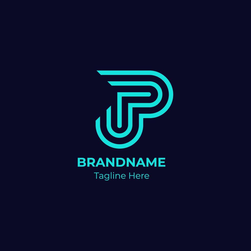 Letter P logo icon design template elements. Letter P monogram logo in modern style. vector