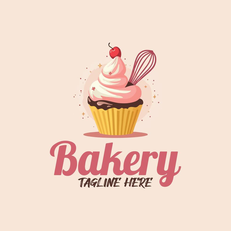 Bakery Whisk Illustration Logo Design Template vector
