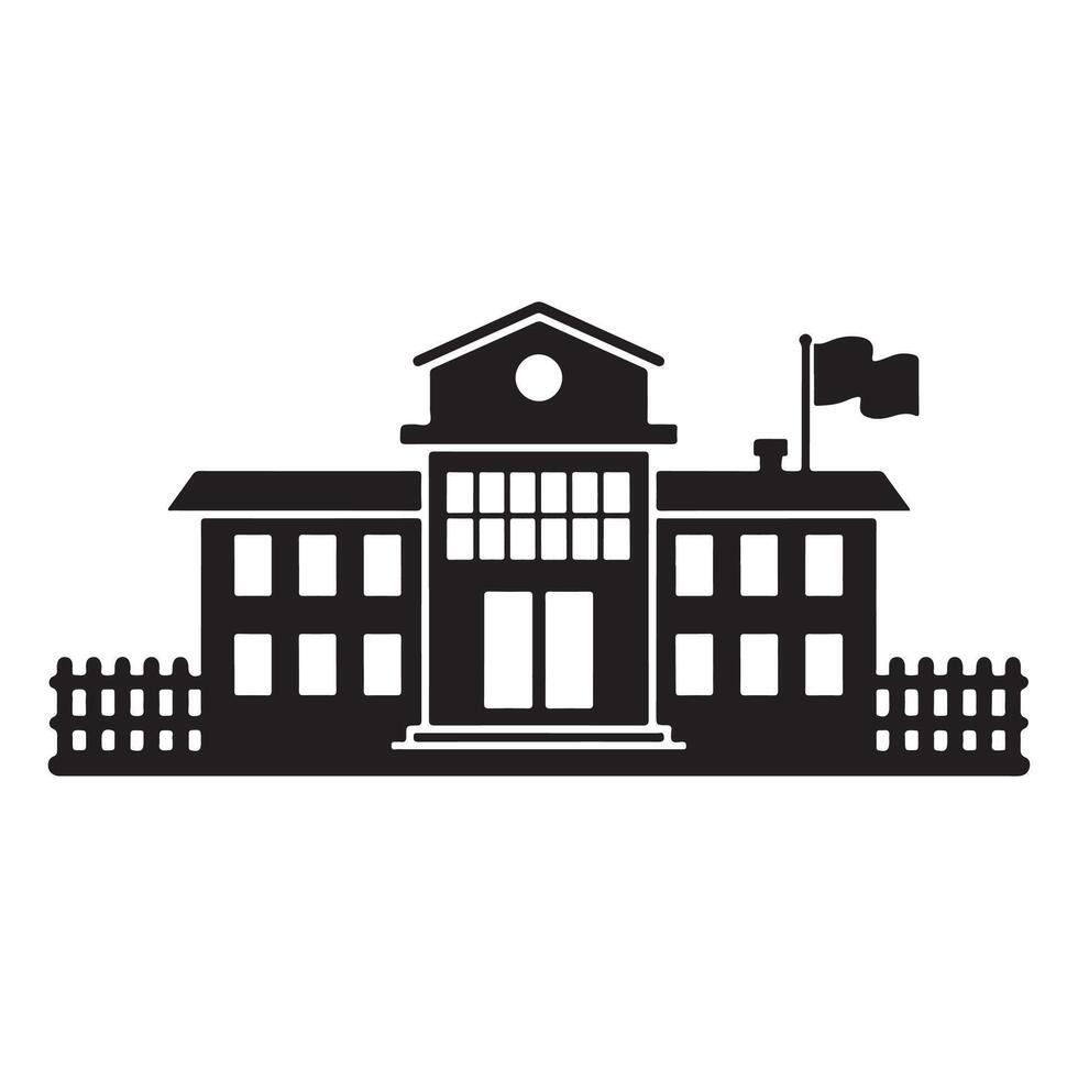Silhouette of scholl building isolated on white background. Architecture college or university symbol illustration vector