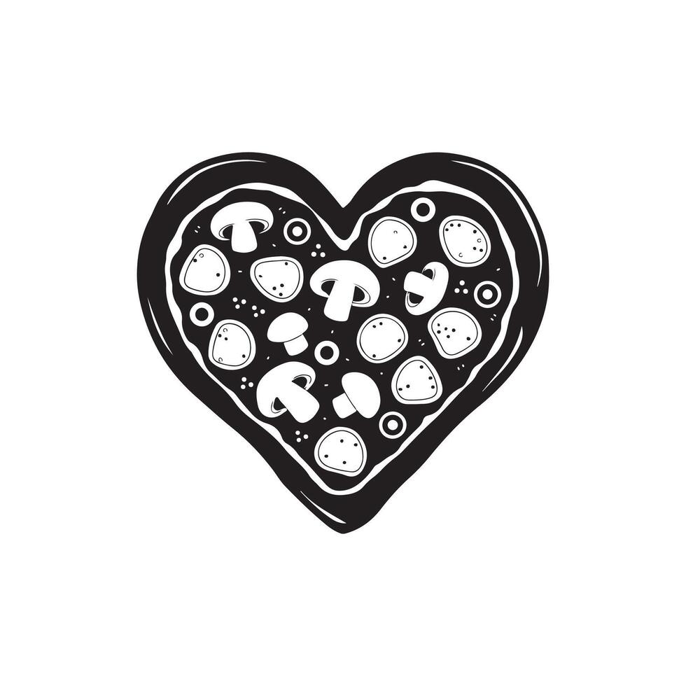 Pizza heart icon illustration vector