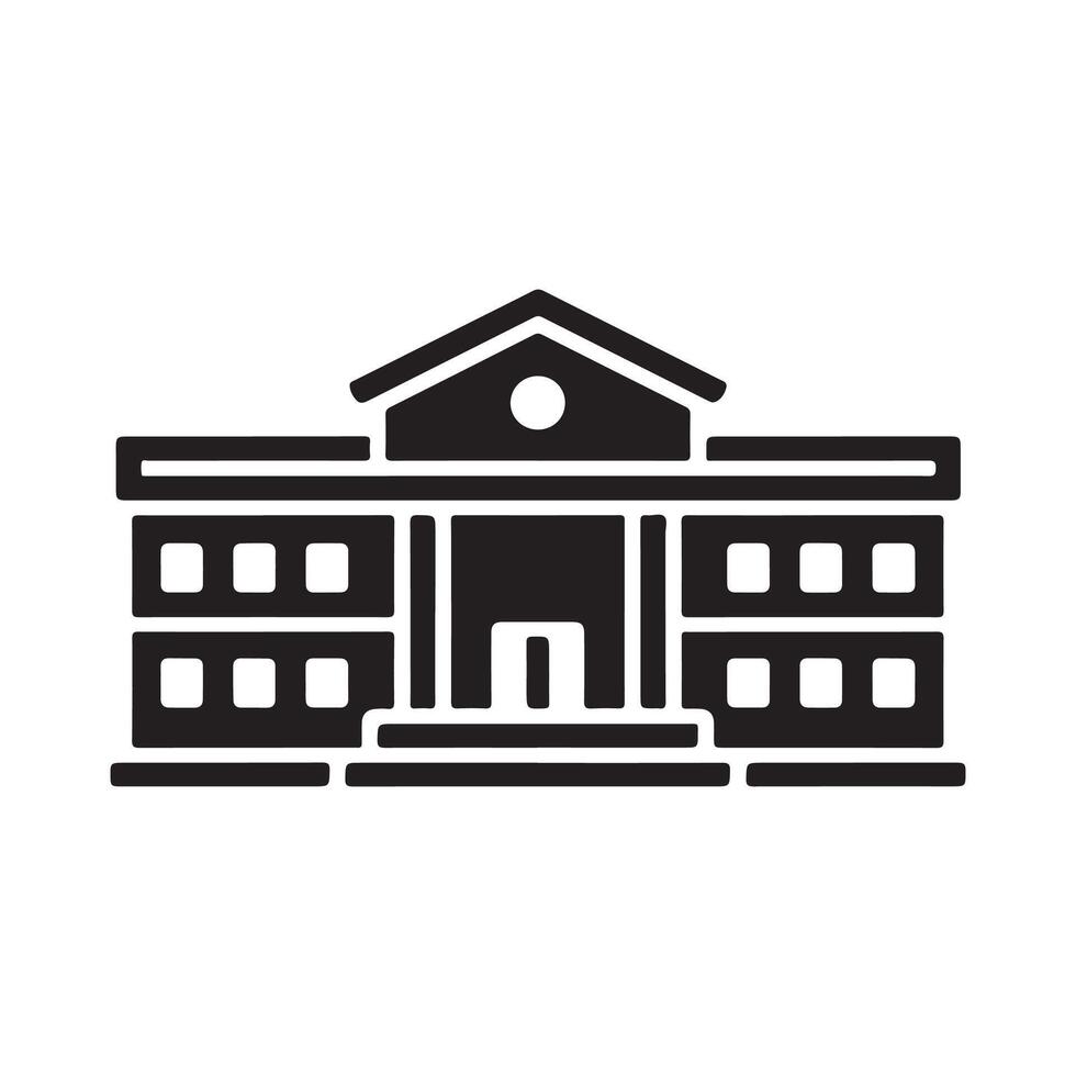 School building icon illustration silhouette vector