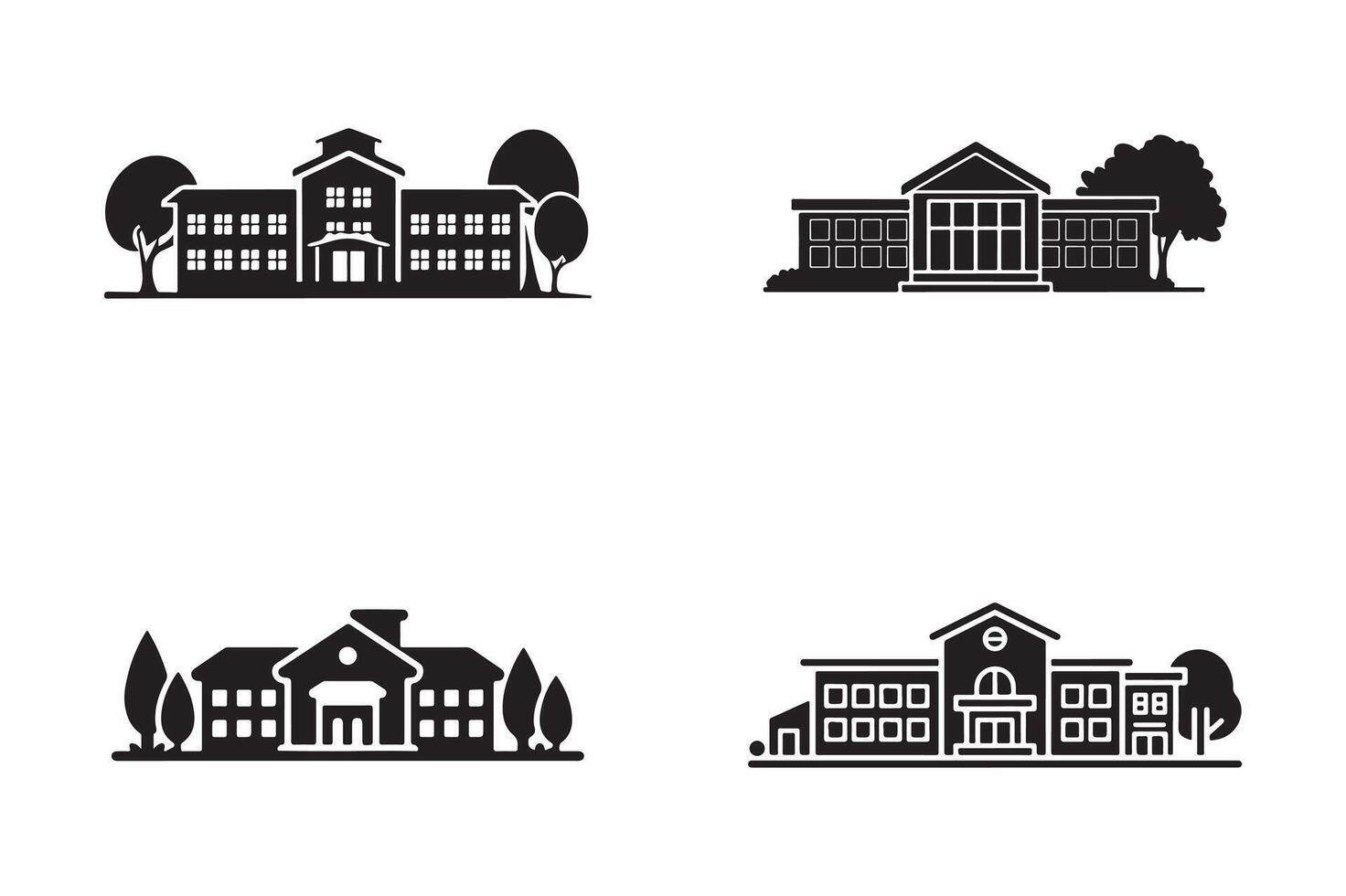 School buildings icon set illustration vector