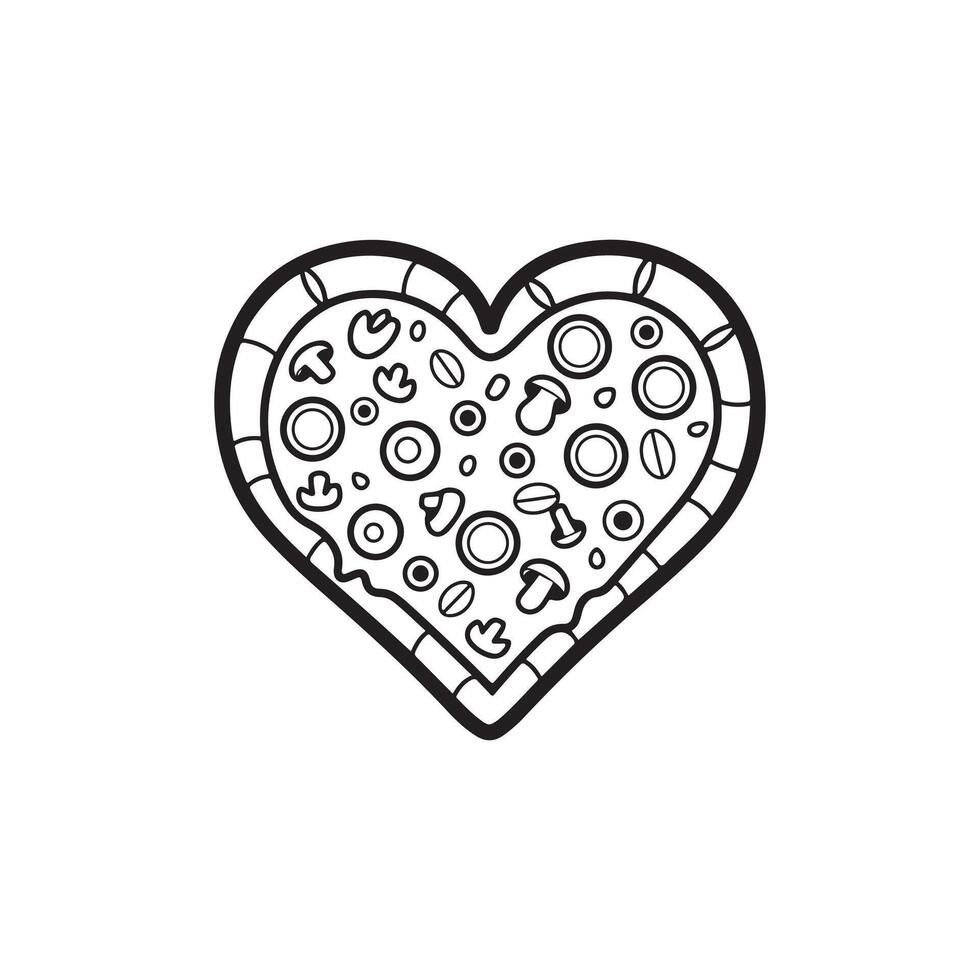 Pizza heart icon in line style on white background vector
