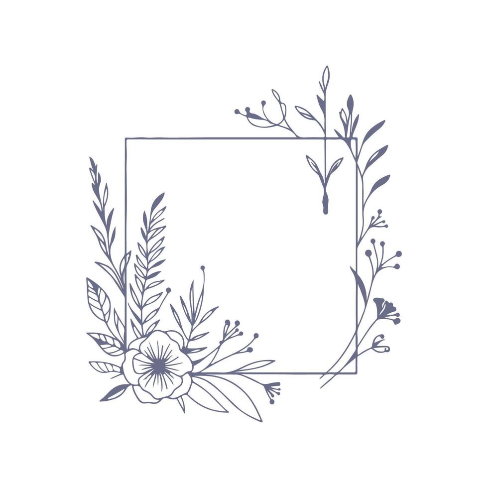 A floral frame with leaves and flowers vector