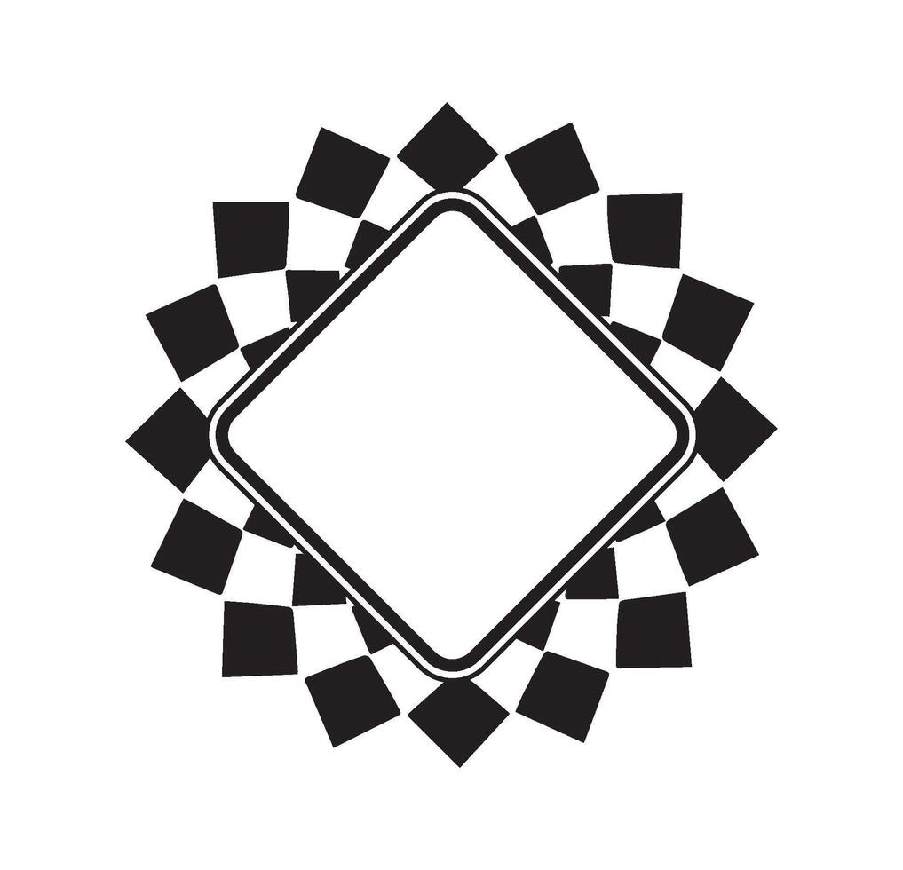 Diamond-Shaped Frame with Checkered Geometric Pattern vector