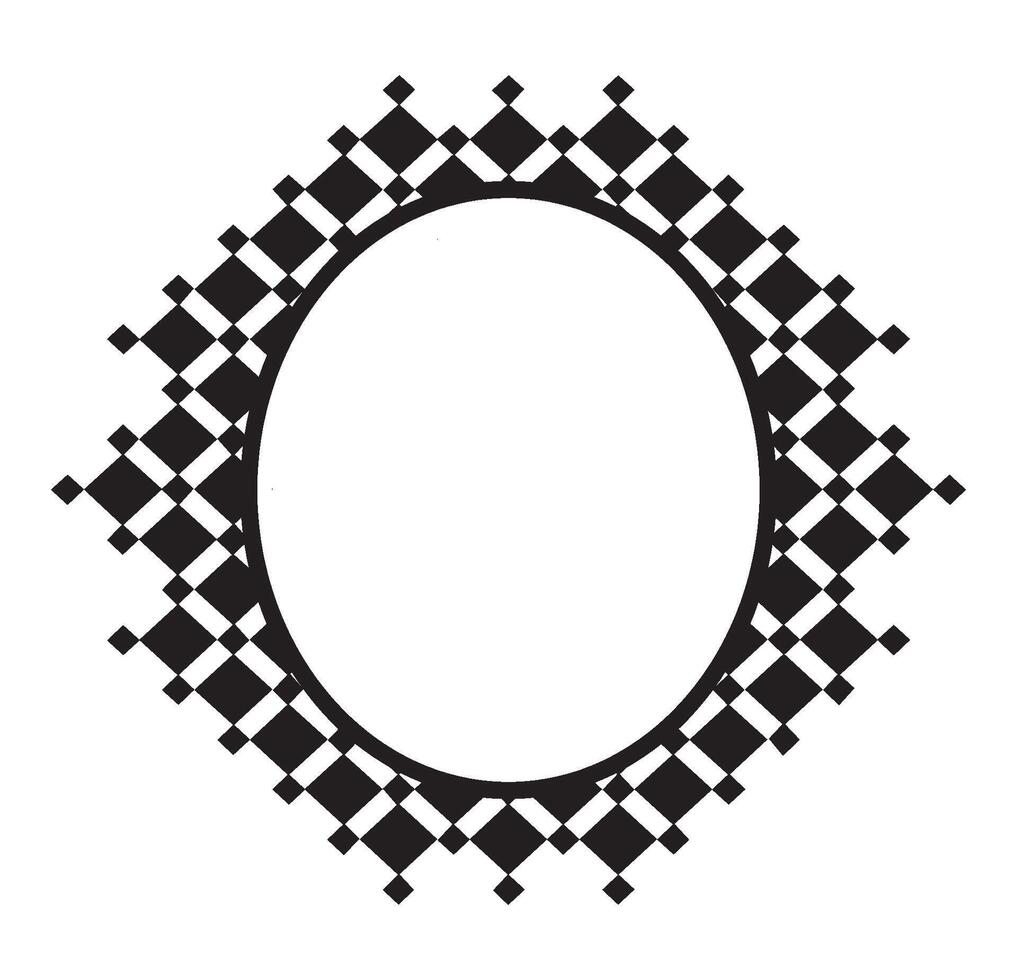 Geometric Oval Frame with Checkered Pattern vector