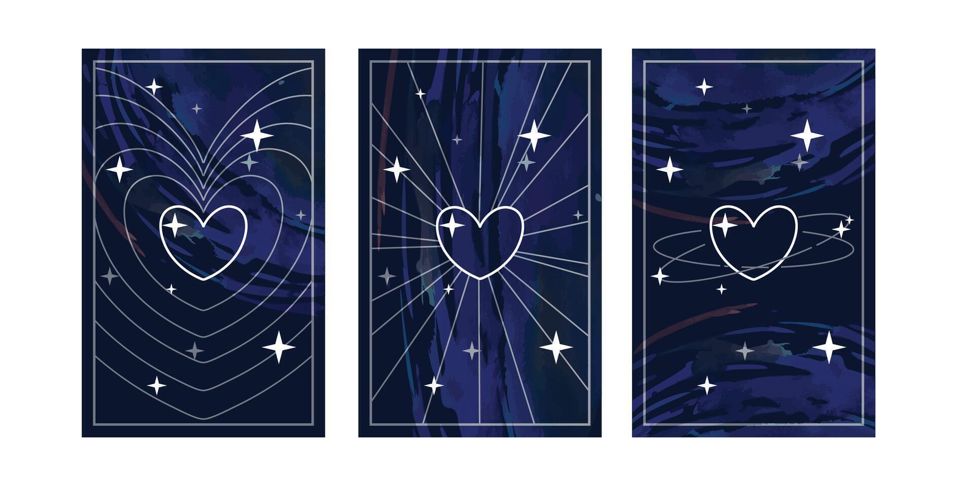 Abstract heart and night stars illustration. Night landscape illustration in flat style. Heart and stars in night view abstract shape. Beautiful template for card, mobile phone screen and more. vector