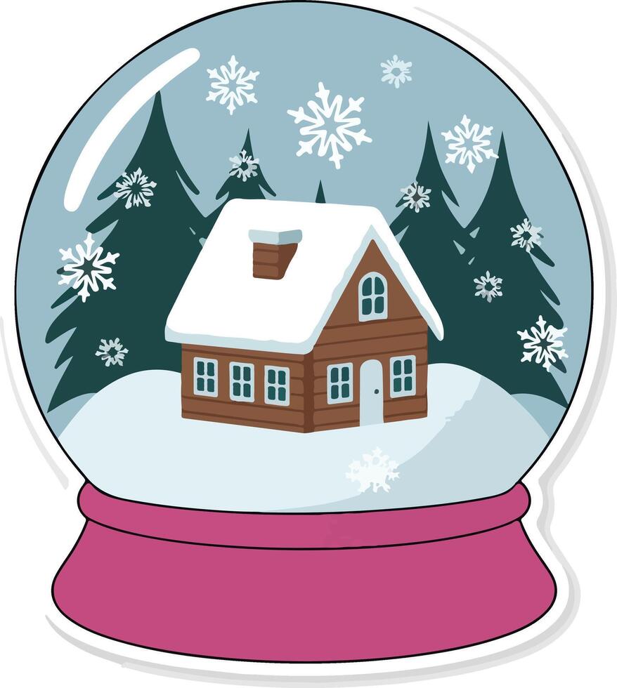 clipart snowball globe with flat design glass ball sticker vector