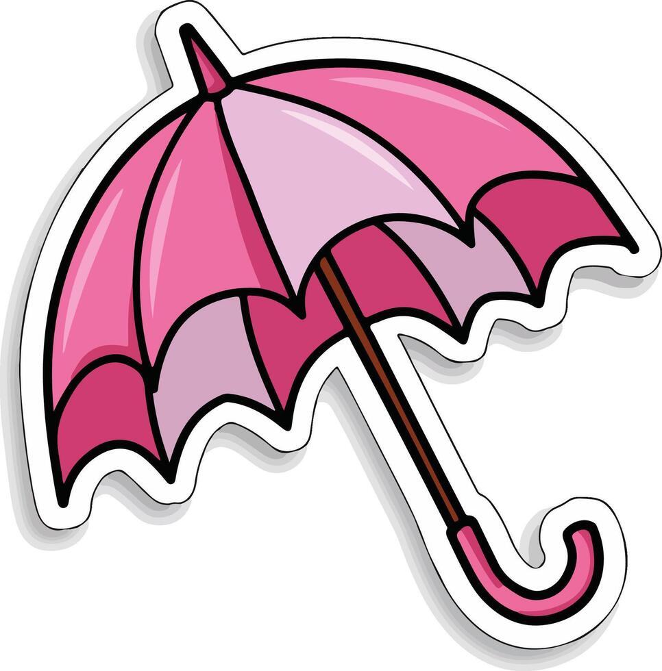 pink umbrella sticker vector