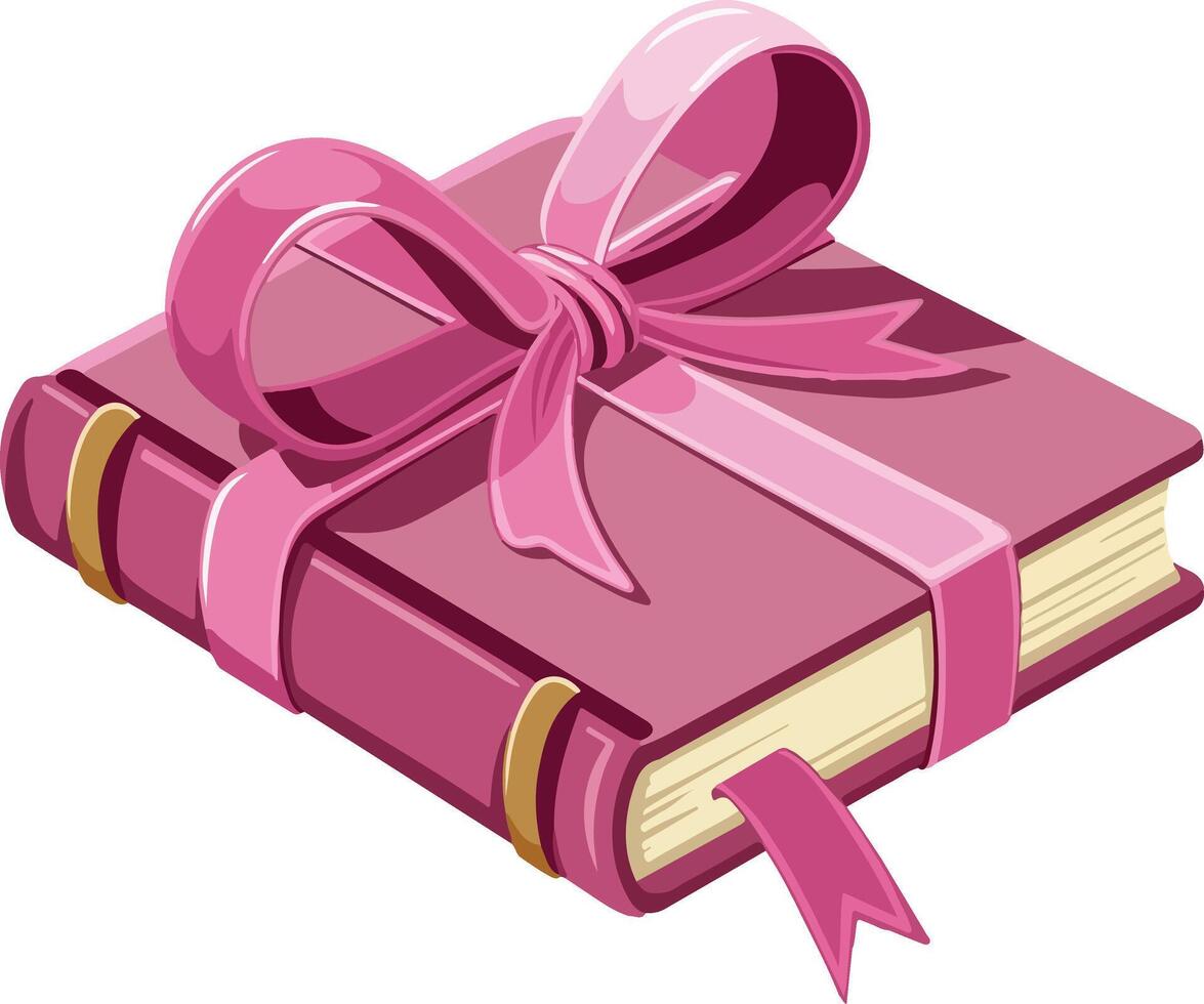 Red book for gift isolated on white with ribbon vector