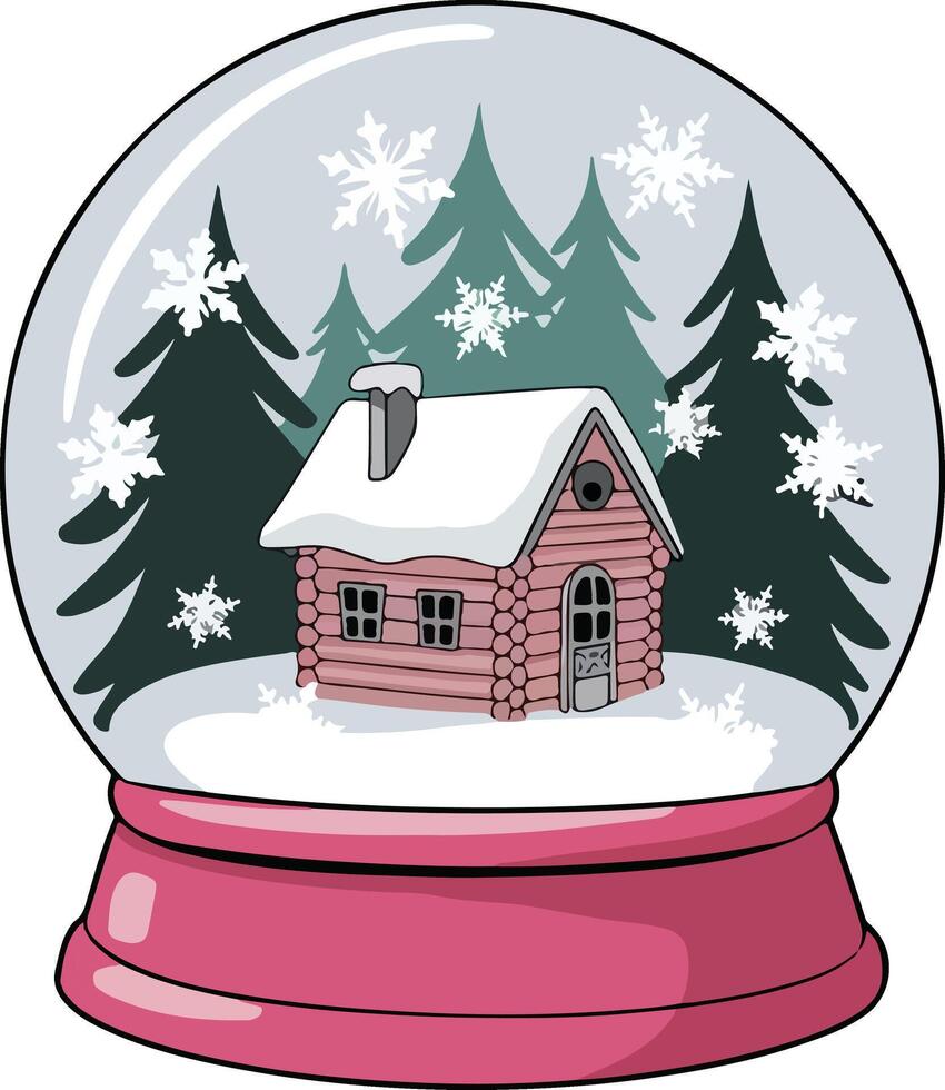 snowball globe with flat design sticker vector