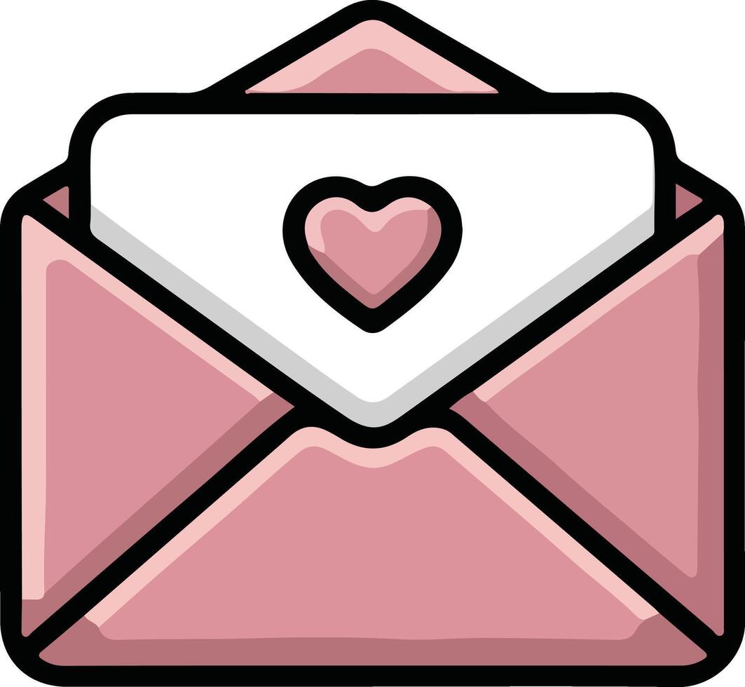 envelope with heart icon cartoon sticker vector