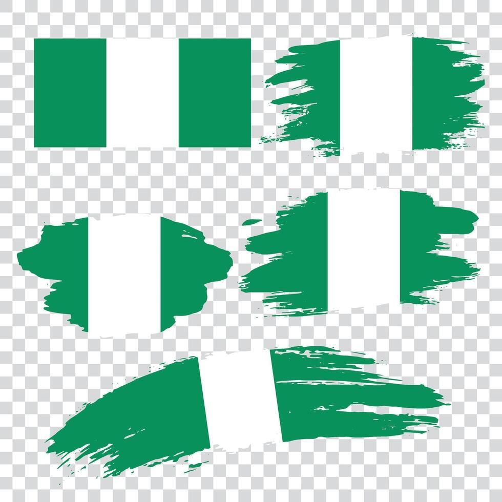 Nigeria hand drawn grunge style flag icon set vector