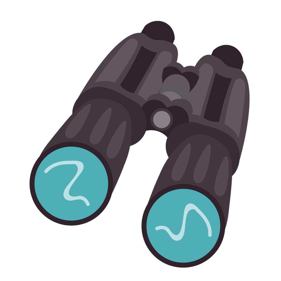 Cartoon camping binoculars in flat style isolated on white background. vector