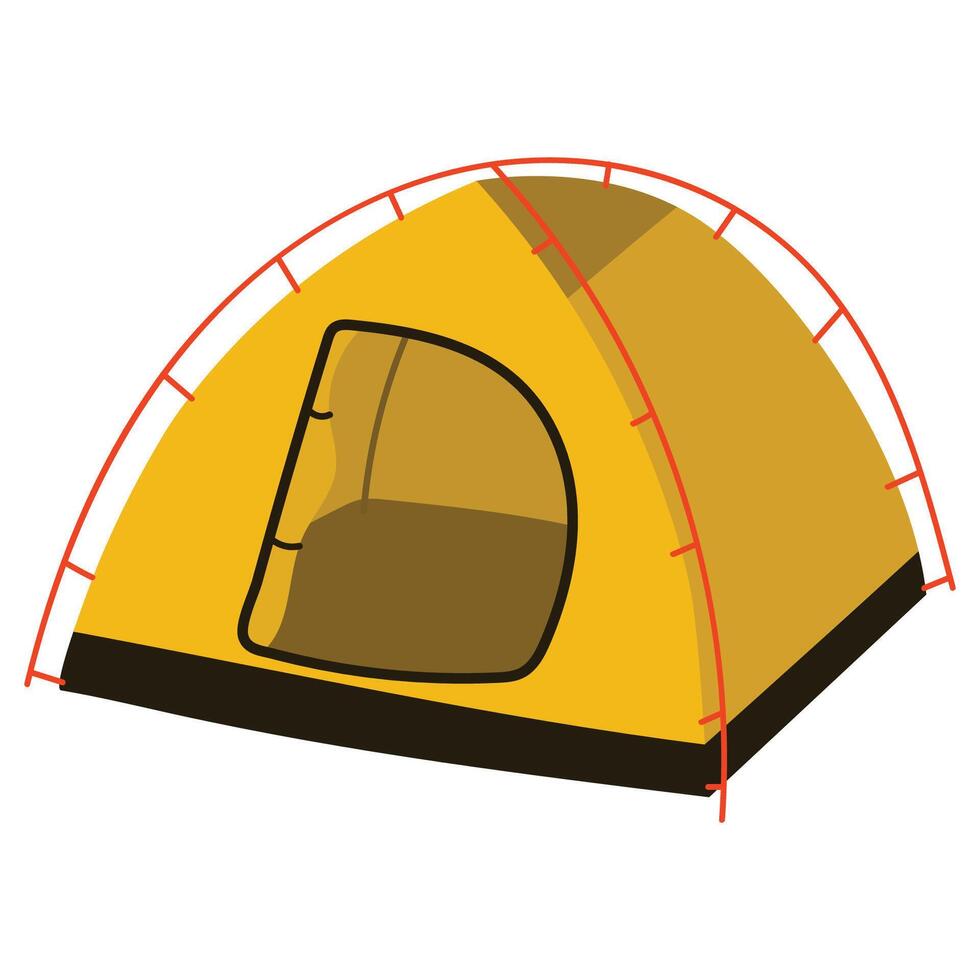 Cartoon camping tent in flat style isolated on white background. vector