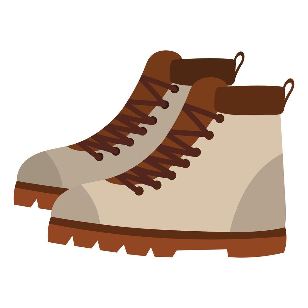 Cartoon camping boots in flat style isolated on white background. vector