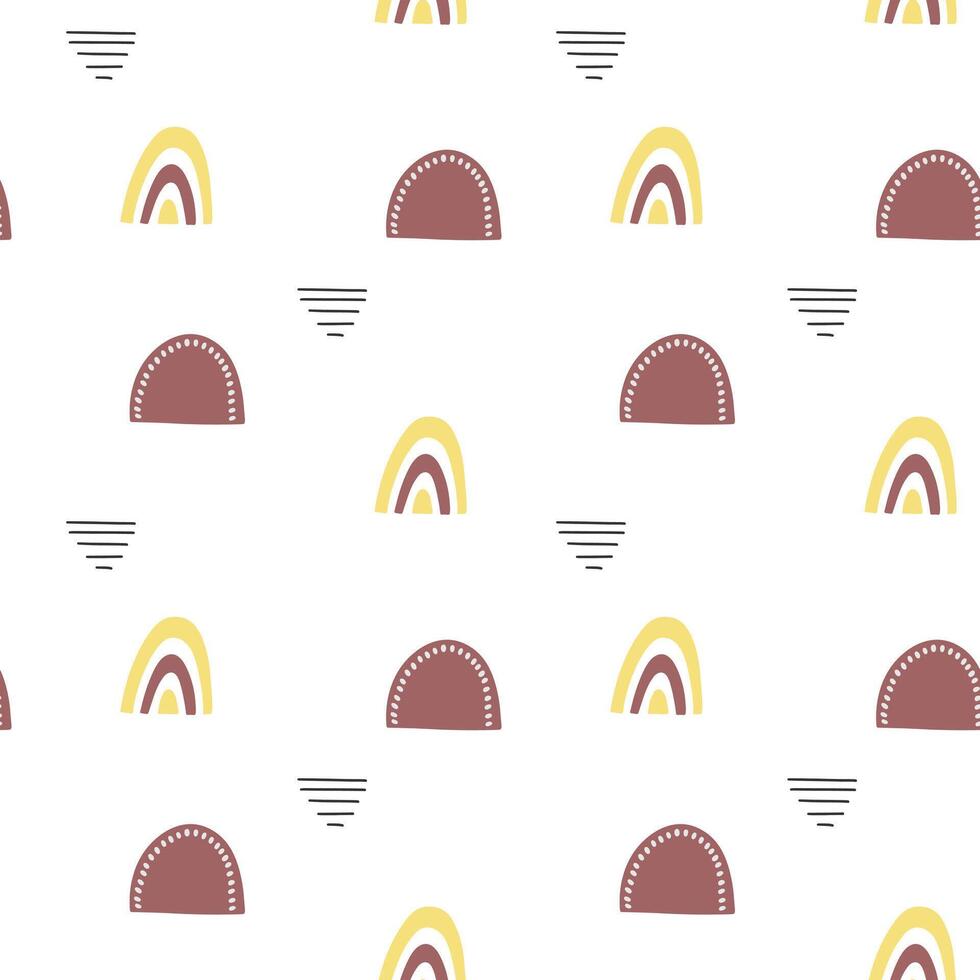 Seamless pattern with simple rainbows. Monochrome abstract backgrounds vector
