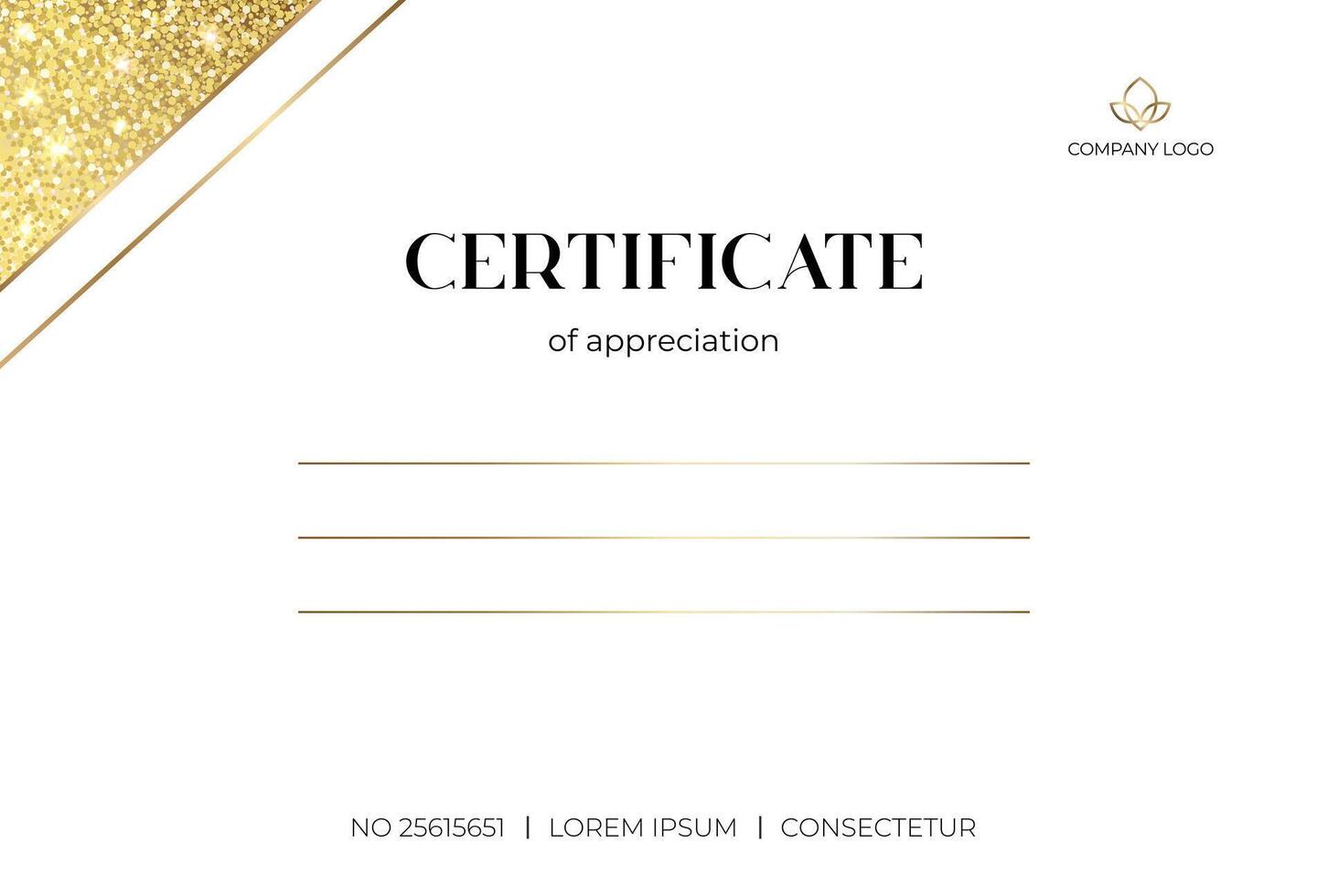 Certificate template with gold corner. Blank paper sheet for diploma, business, certificates, prizes, universities and companies. vector