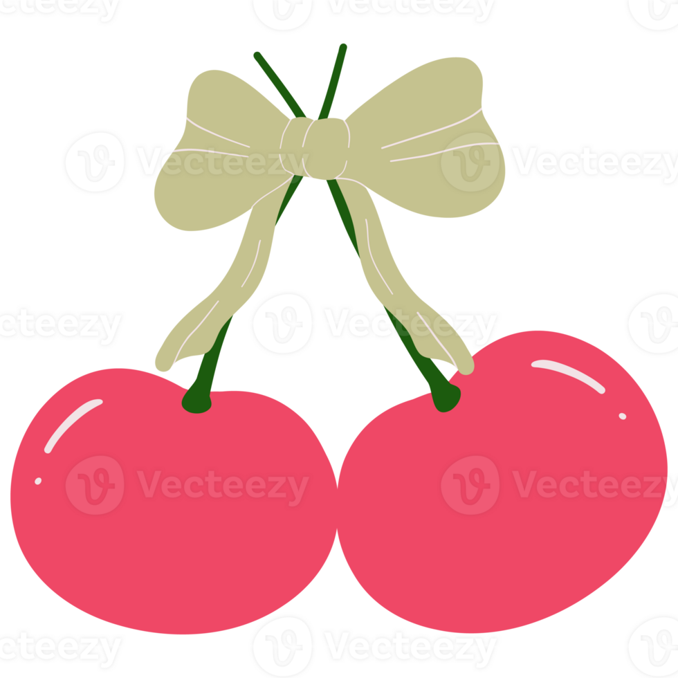 Cherry with coquette bow Sweet and adorable cartoon design for gifts and digital art png