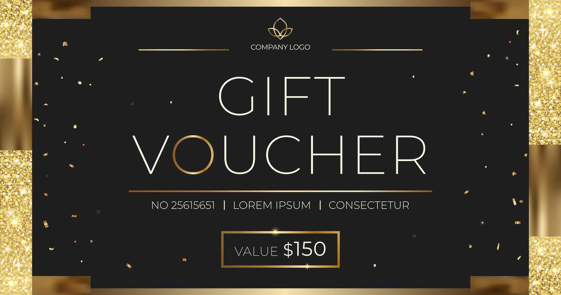 Luxury gift voucher. Elegant gift voucher with golden elements. Template for gift card, coupon. Promo or flyer offer vector