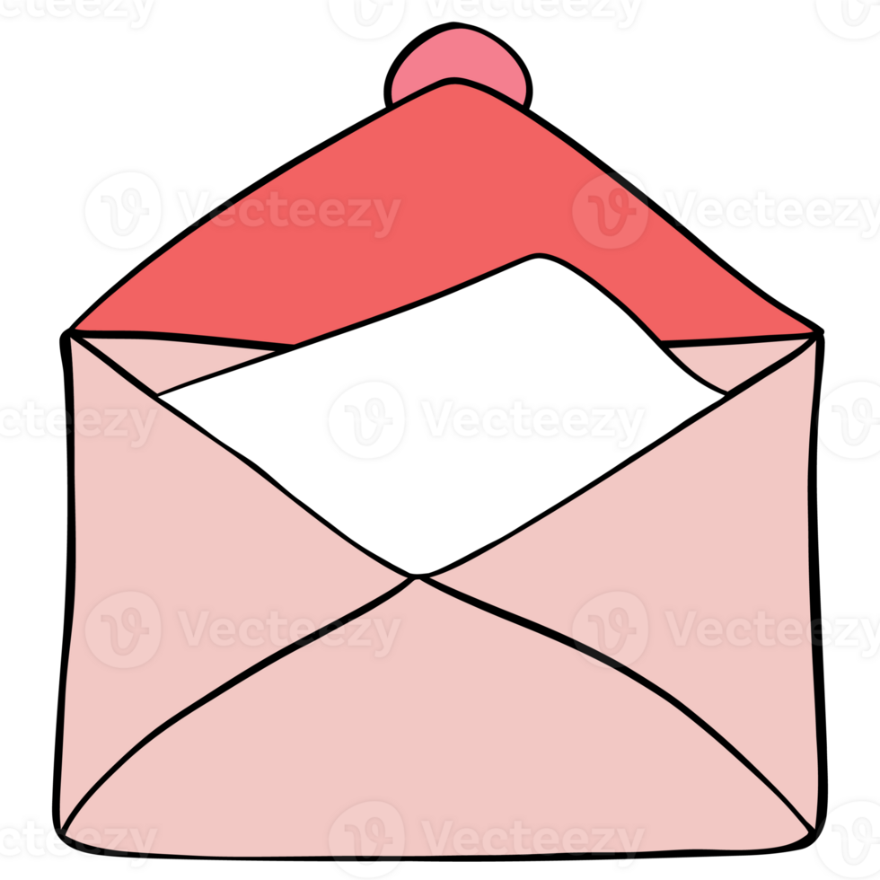 Valentine Love Letter with Cute Romantic Hand Drawn Hearts. png