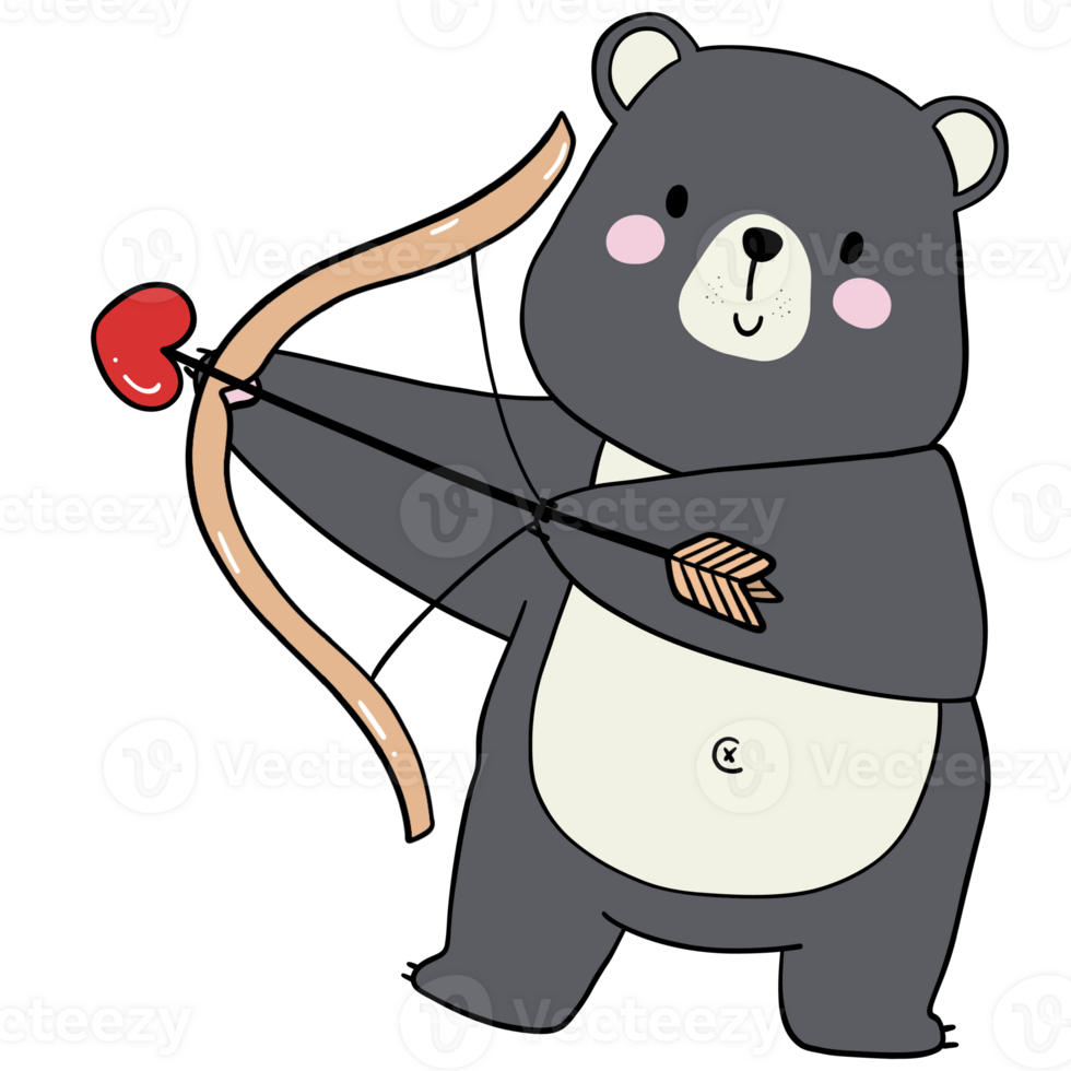Adorable valentine cute bear cartoon perfect for romantic illustrations, valentine cards, and greeting designs png