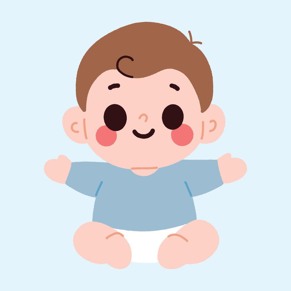 A cartoon baby sitting on the floor with his arms outstretched vector
