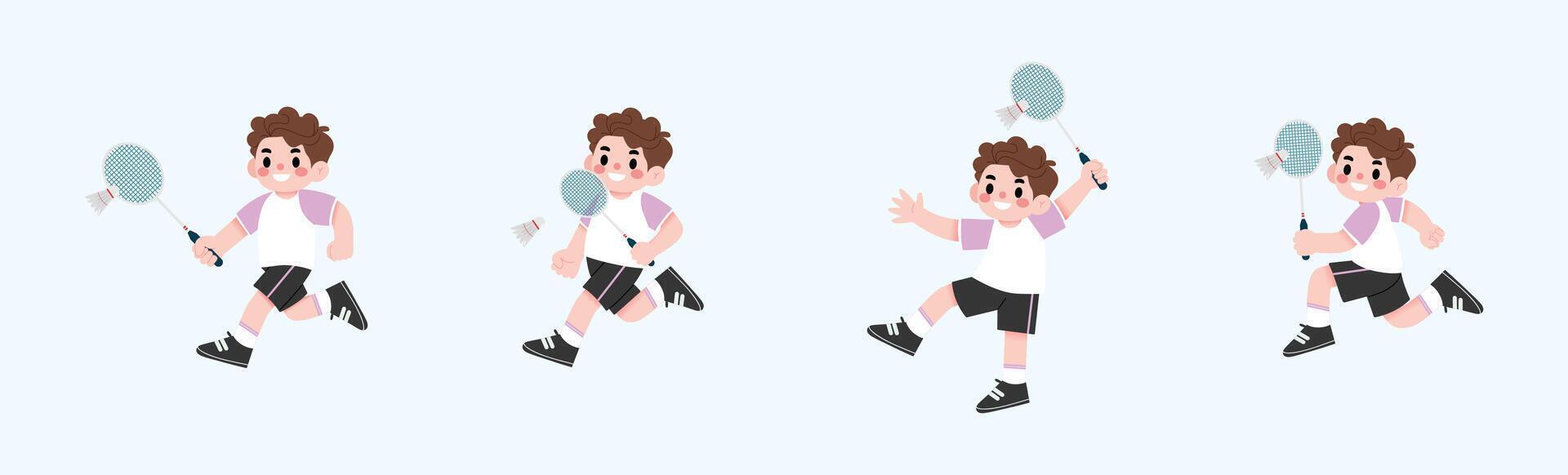 Cartoon boy playing badminton vector