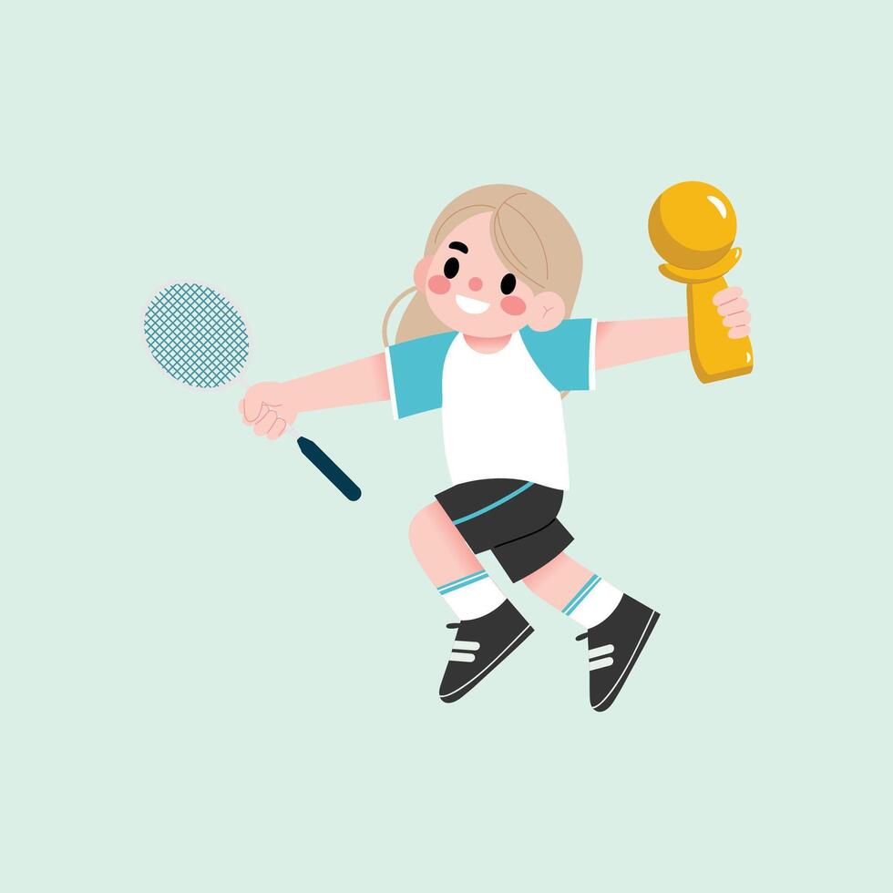 Badminton girl illustration vector