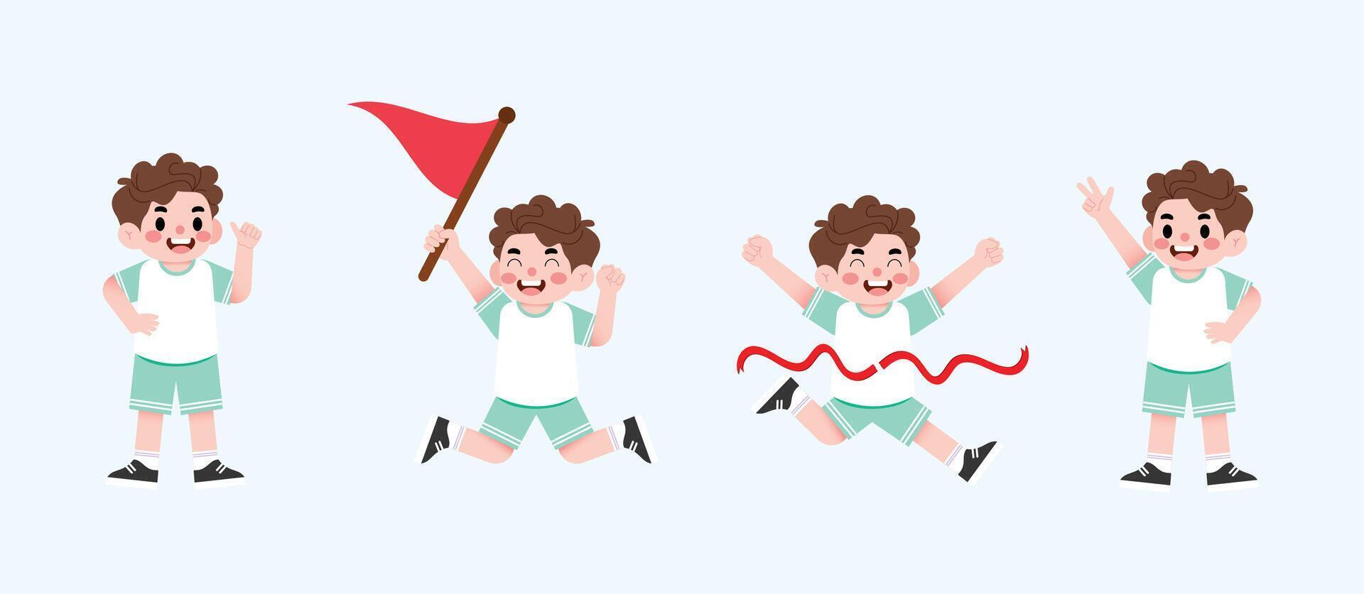 A boy is jumping and holding a flag vector