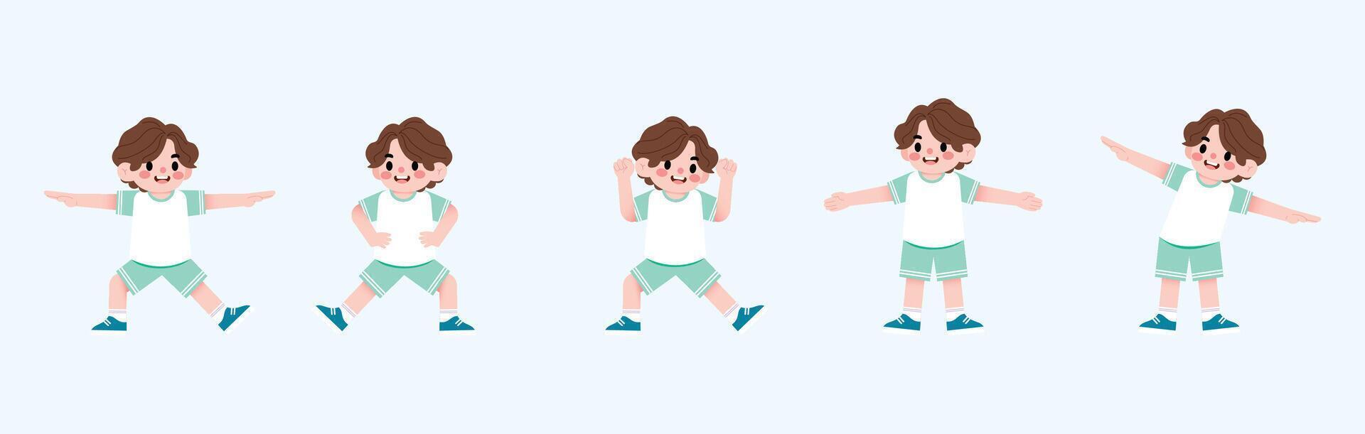 A cartoon boy in different poses vector