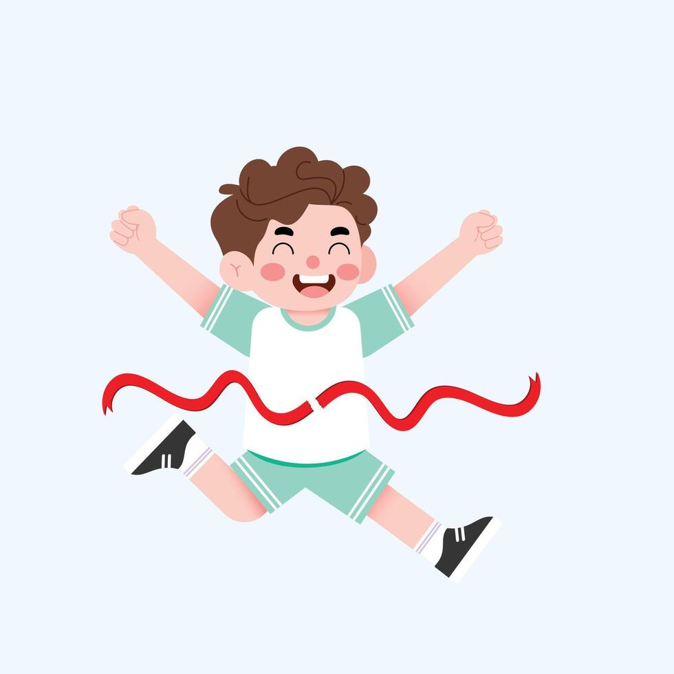 A boy jumping over a ribbon vector