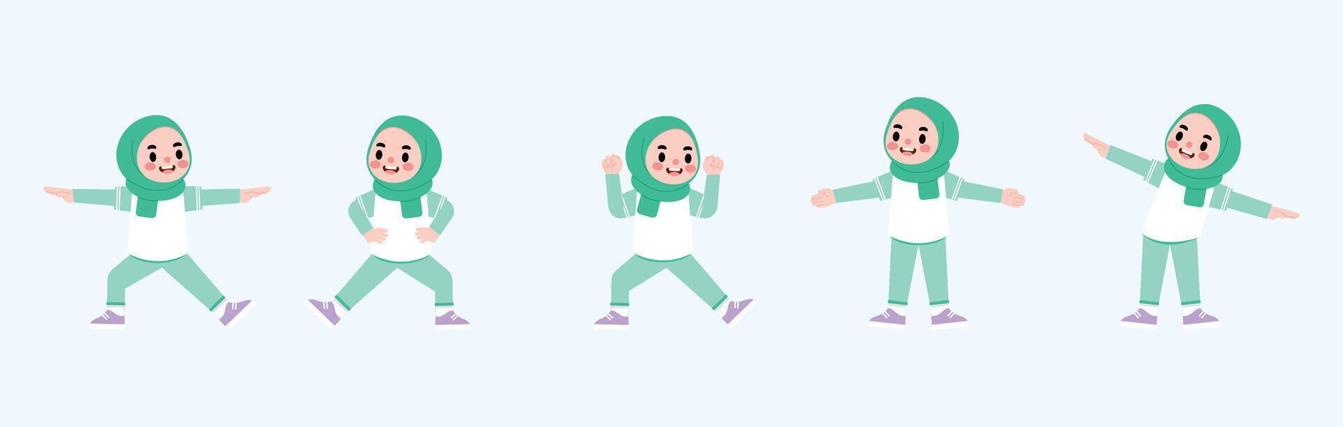 A cartoon character in a green hijab vector