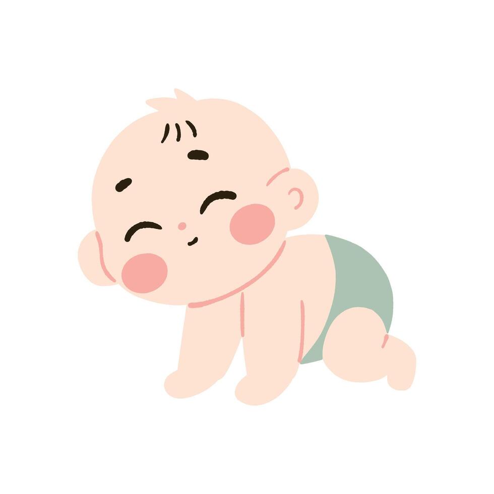 A baby in diapers is laying down vector