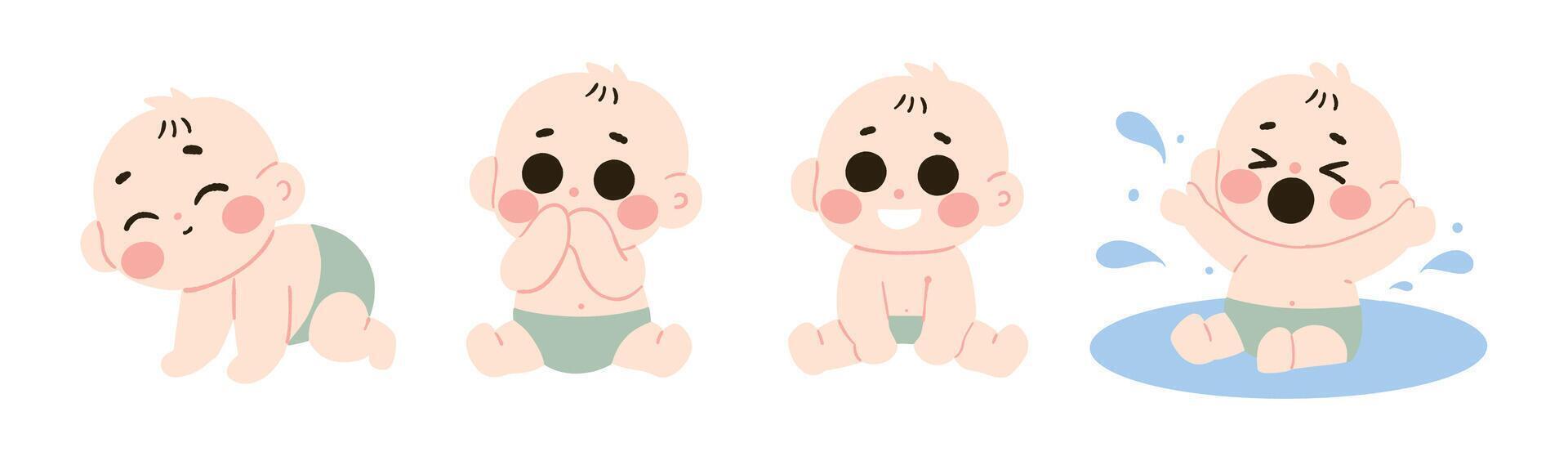 Baby boy in diaper, baby boy in diaper, baby boy in diaper, baby boy in diaper vector
